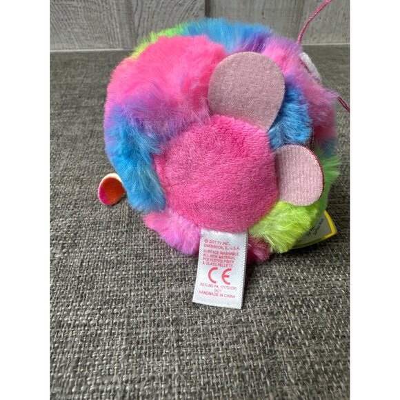TY Puffies GIZMO Neon Rainbow Cat 2021 Small Stuffed Puff Ball Plush Toy - Picture 5 of 10